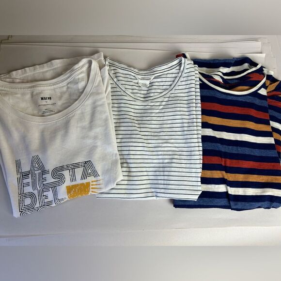 Lot of basic classic Tee cotton strips Anthropologie Madewell club Monaco S/M - Picture 1 of 7